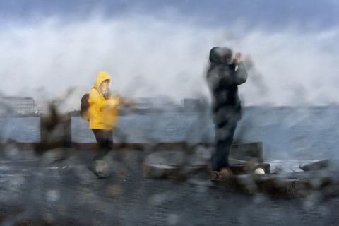 Tomorrow will be very windy with lots of rain, so roads could become slippery.