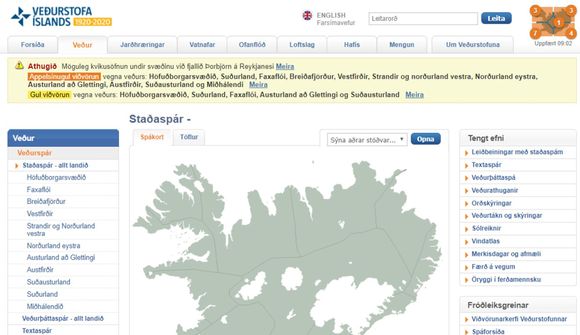 Veðurspár á vef Veðurstofunnar óvirkar