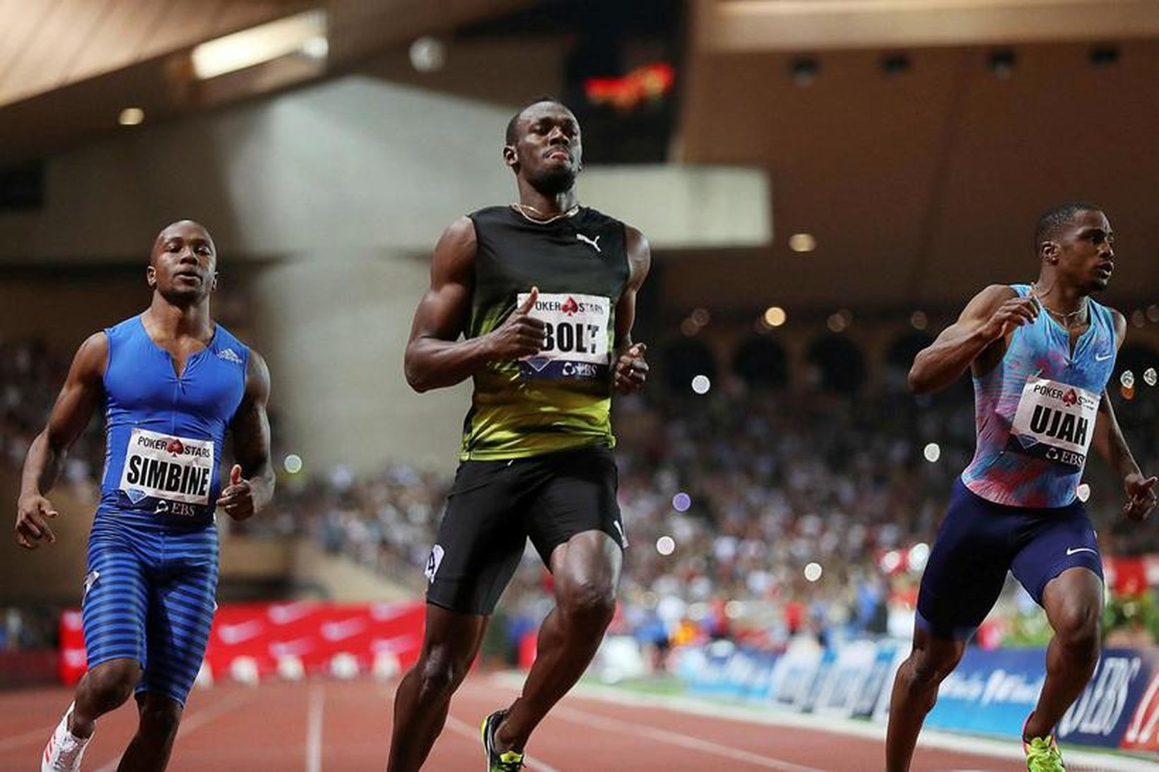 Usain Bolt hljóp á 9,95 sekúndum í kvöld.
