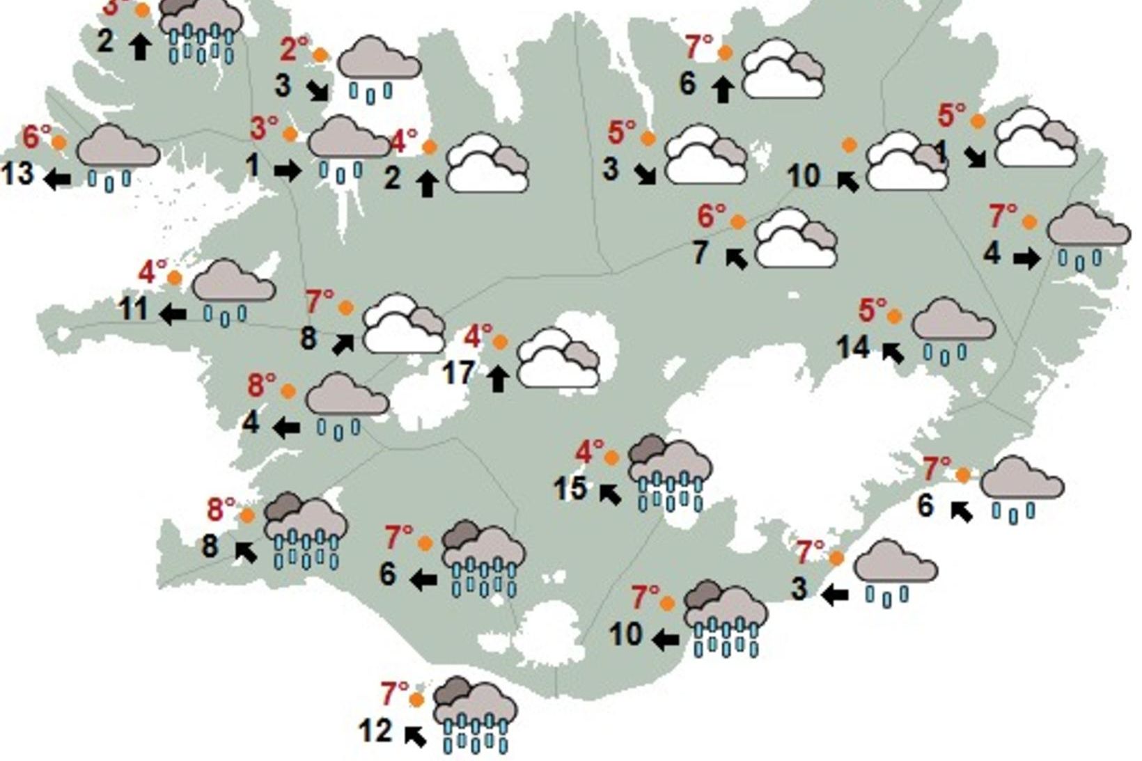 Lægð stýrir veðrinu í dag.