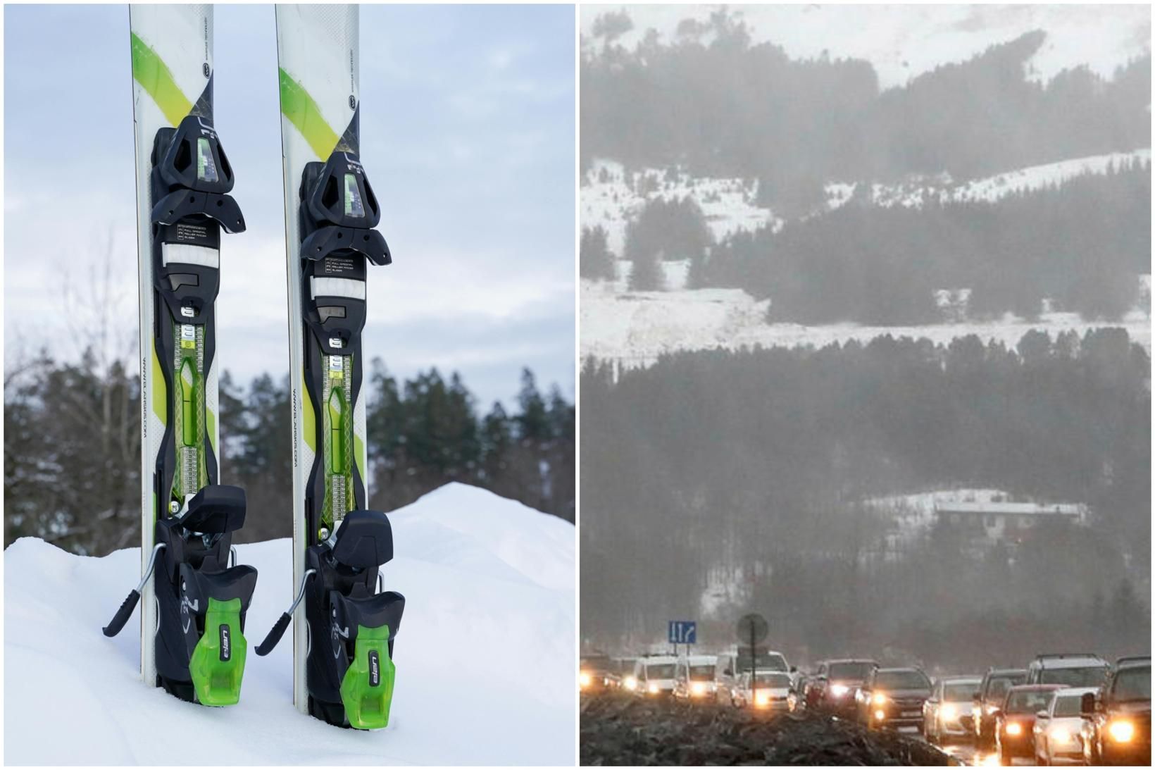 Fljúgandi skíði á þjóðveginum