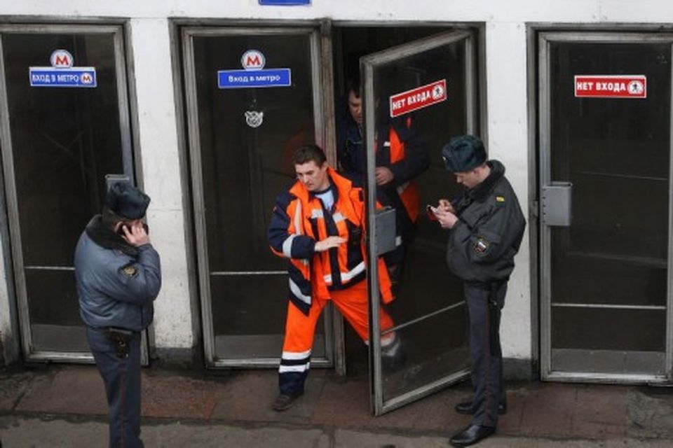 Emergencies Ministry members walk out from Park Kultury metro station in Moscow March 29, 2010. …