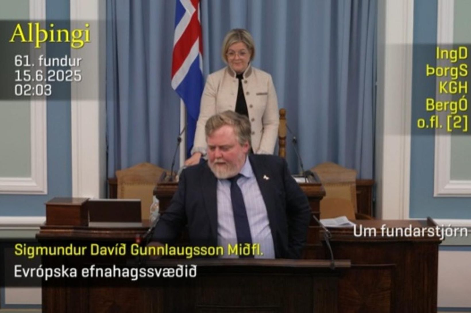Sigmundur Davíð síðastur í pontu í nótt
