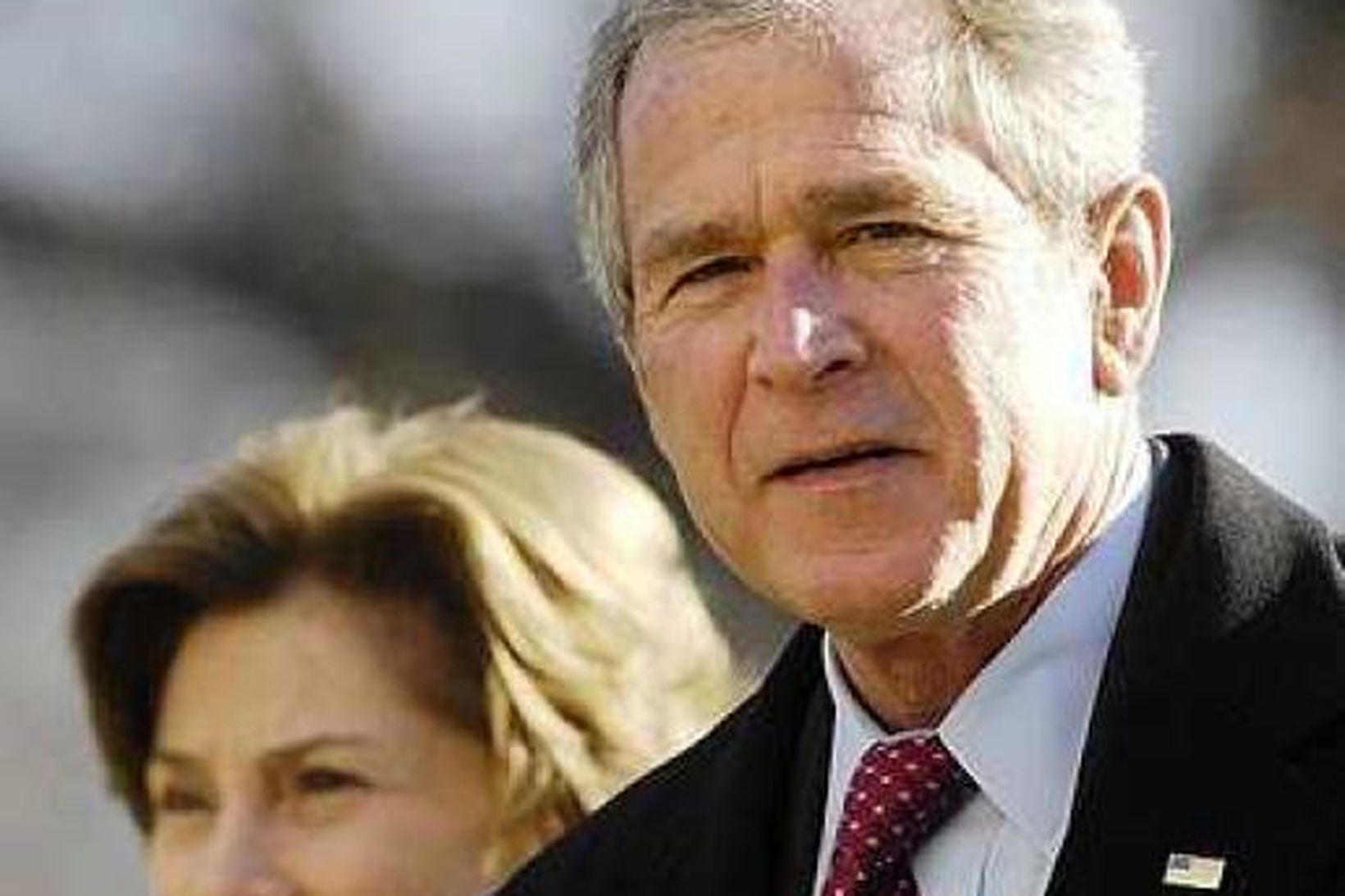 Bandarísku forsetahjónin, Laura og George W. Bush.