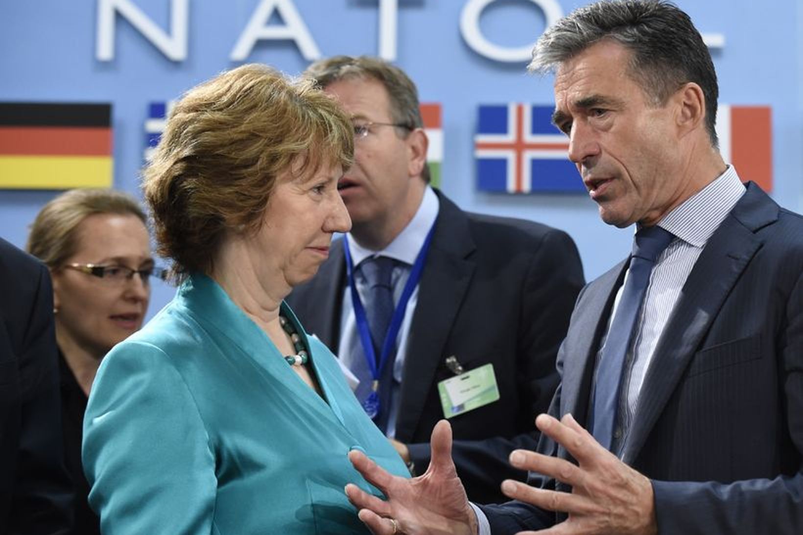 Anders Fogh Rasmussen, , framkvæmdastjóri Atlantshafsabandalagsins (NATO), á fundinum í …