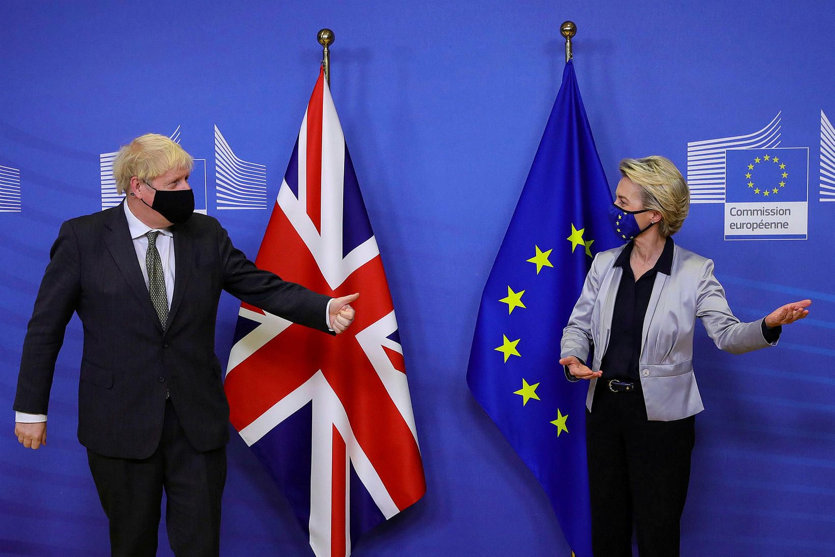 Boris Johnson, forsætisráðherra Bretlands, og Ursula von der Leyen, forseti …