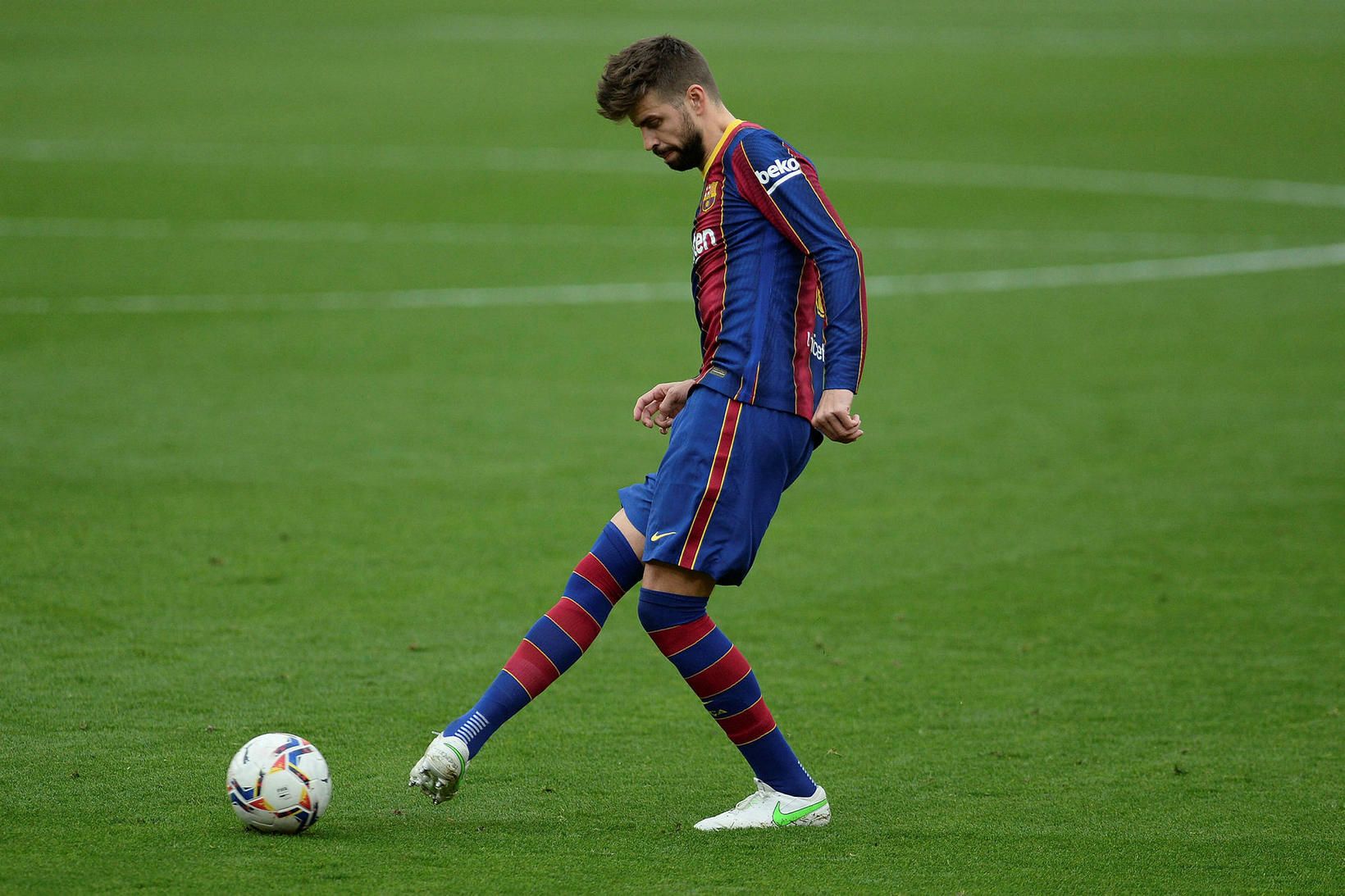 Gerard Piqué snýr aftur í leikmannahóp Barcelona um helgina.