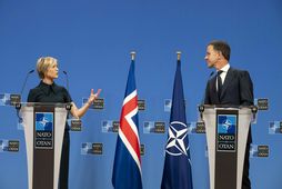 Kristrún Frostadóttir forsætisráðherra og Mark Rutte, framkvæmdastjóri NATO. Kristrún sækir fundinn sem fer fram í …