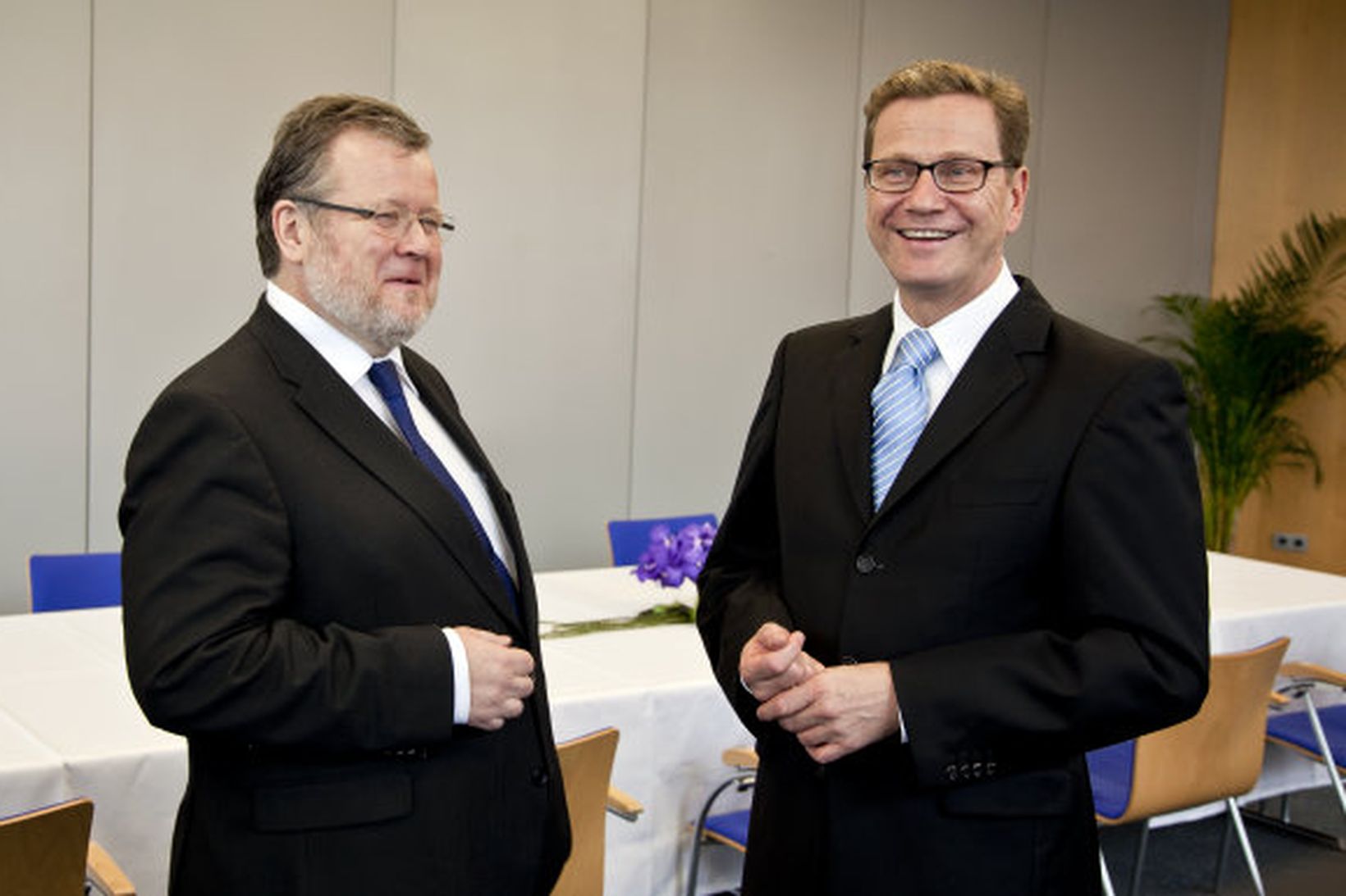 Össur Skarphéðinsson og Guido Westerwelle í Frankfurt í dag.