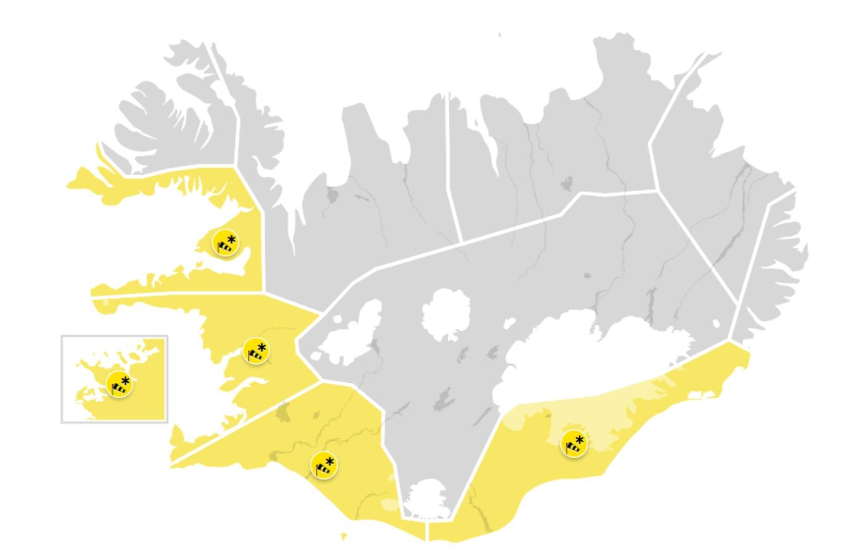 Gul viðvörun: Él með lélegu skyggni