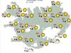 Weather forecast map at 2 PM on Sunday.