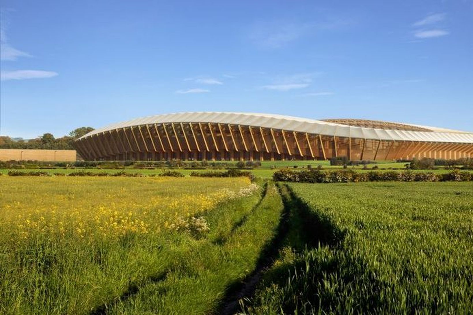 Arkitektastofa írask-breska arkitektsins Zaha Hadid hannaði völlinn.