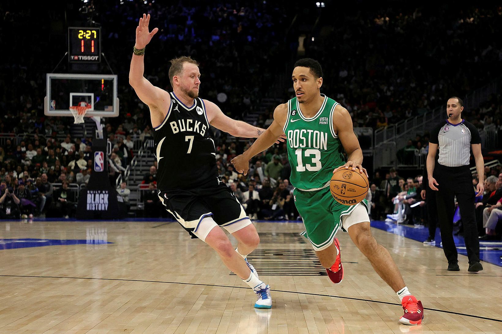 Malcolm Brogdon var stigahæstur hjá Boston í nótt.