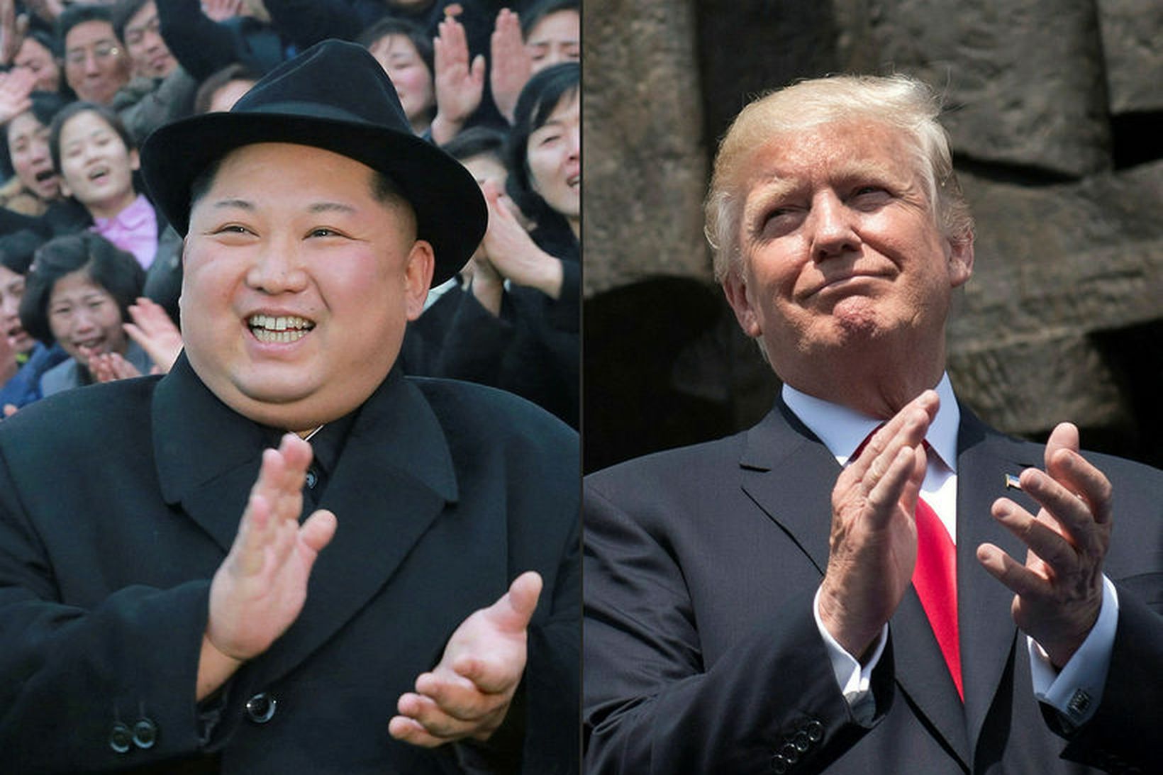 Kim Jong-un og Trump á samsettri mynd.