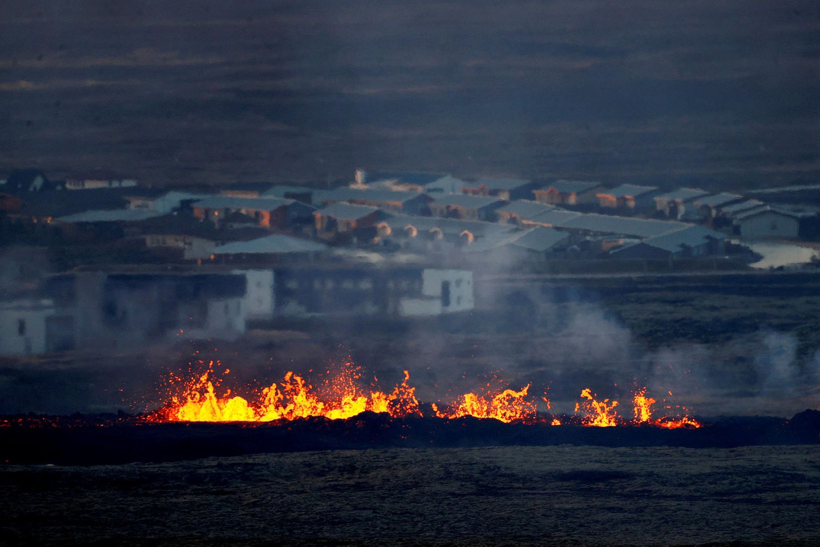 Frá Grindavík í dag.