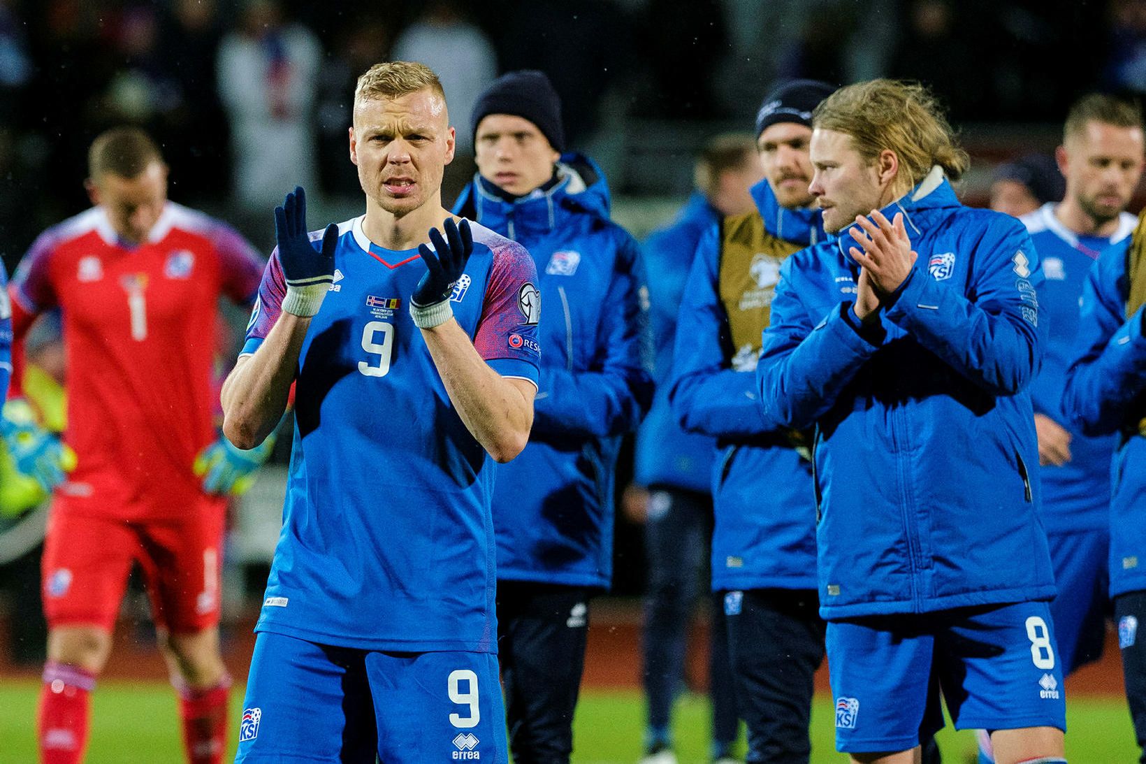 Kolbeinn Sigþórsson og Birkir Bjarnason skoruðu báðir gegn Danmörku á …