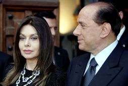 Silvio Berlusconi og Veronica Lario á meðan allt lék í lyndi.