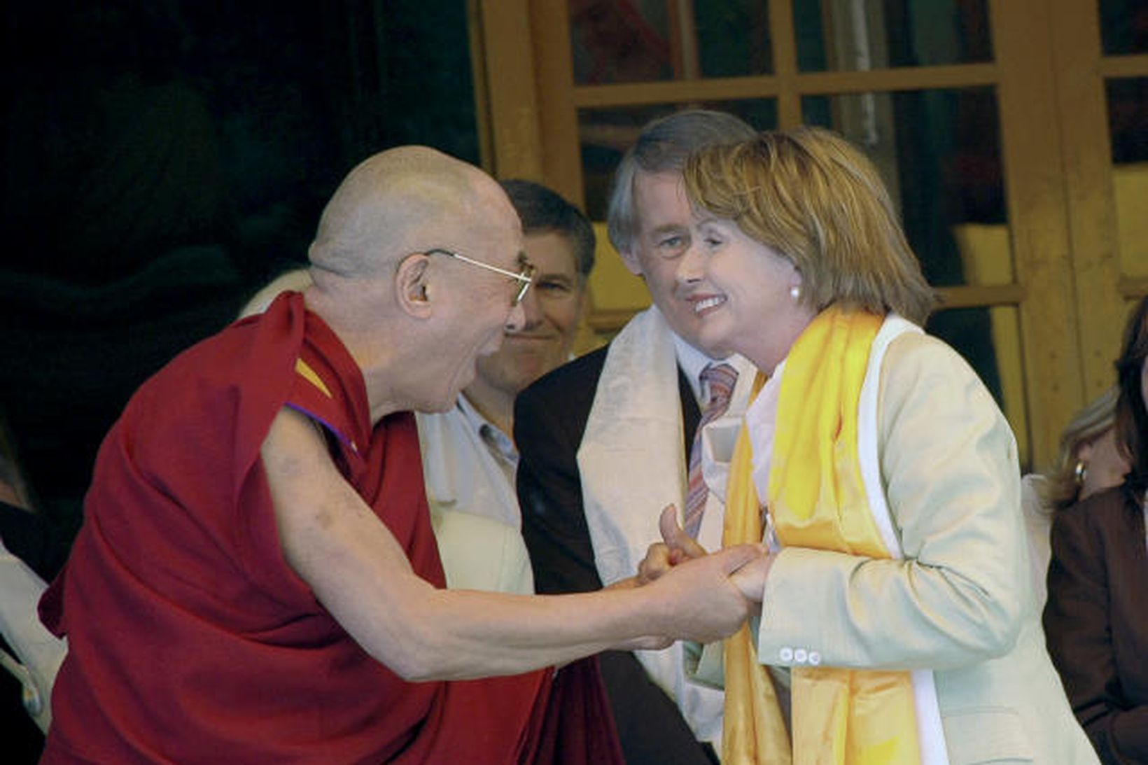 Nancy Pelosi og Dalai Lama í Dharmsala á Indlandi í …