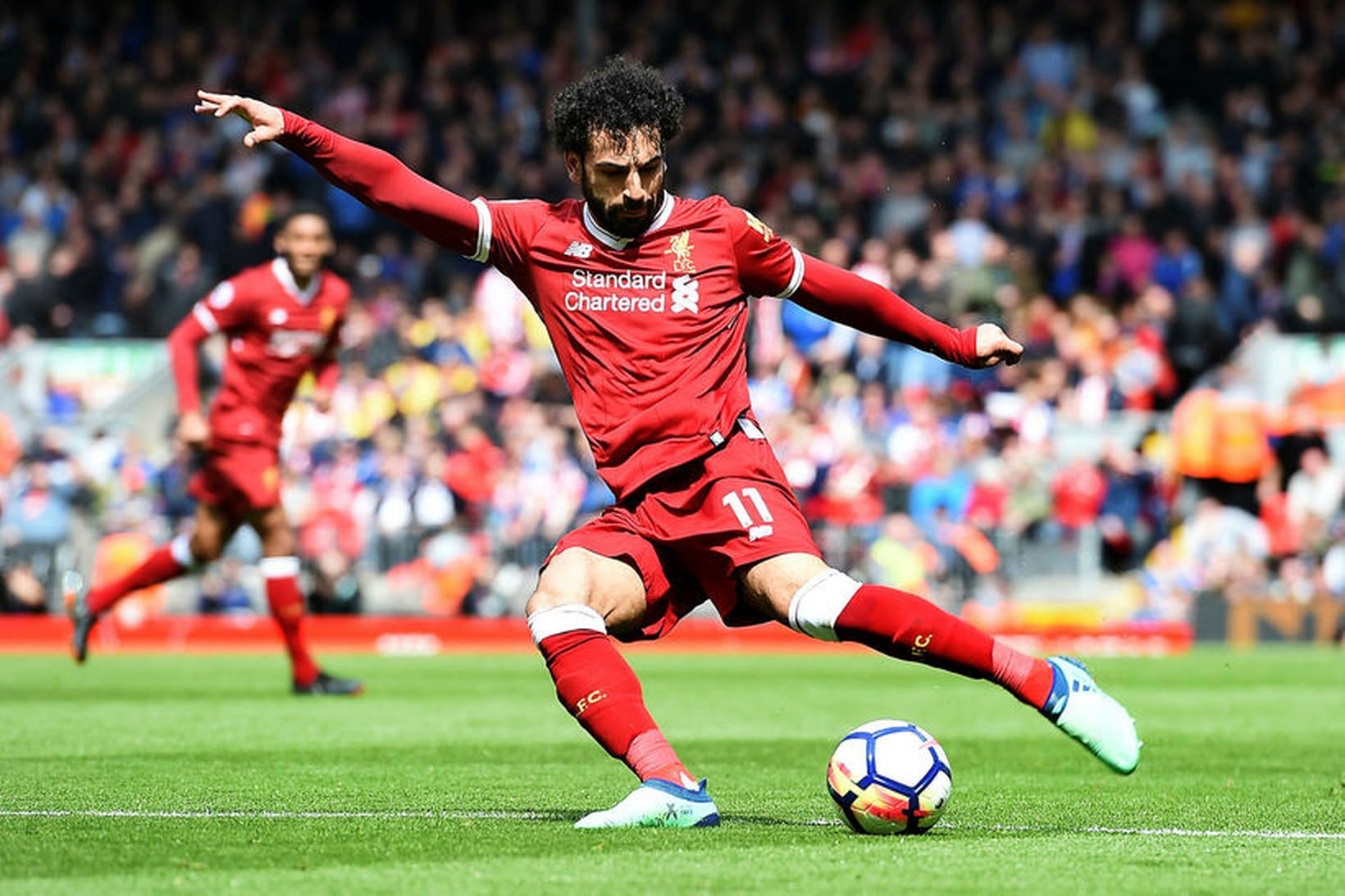 Mohamed Salah í leiknum gegn Stoke á laugardaginn.