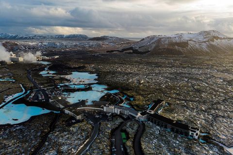 The Blue Lagoon is located just north of Þorbjörn mountain.