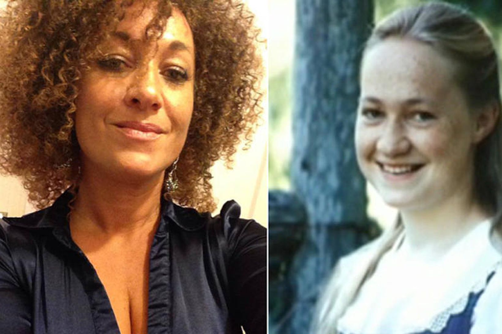 Rachel Dolezal. Nýleg mynd til vinstri og frá unglingsárunum til …