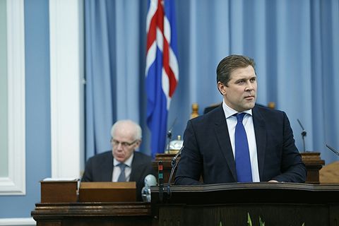 Bjarni Benediktsson, formaður Sjálfstæðisflokksins, í kvöld.