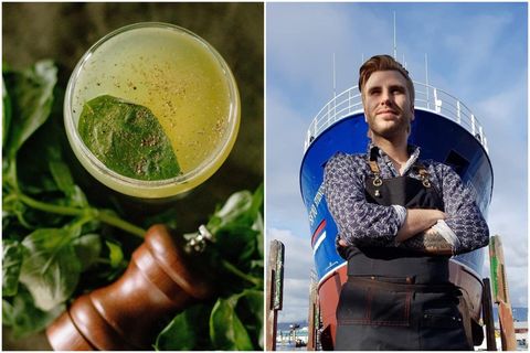 Teitur Riddermann Schiöth, forseti Barþjónaklúbbs Íslands býður upp á helgarkokteilinn að þessu sinni, Basil Gimlet …