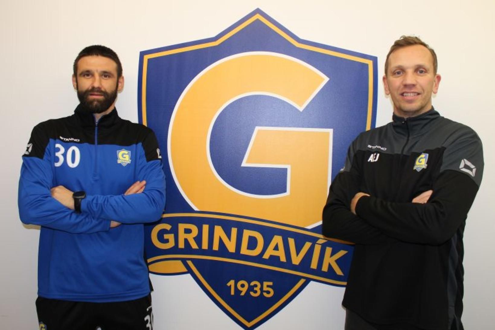 Vladimir Dimitrovski og Alfreð Elías Jóhannsson, þjálfari Grindavíkur.