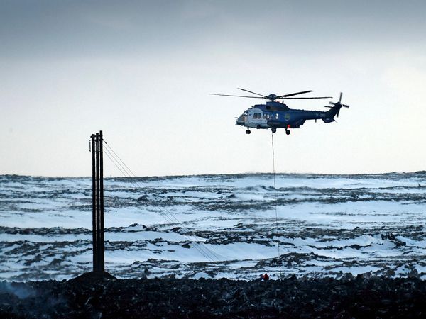 Photo from mbl.is photo archives of the Coast Guard's helicopter.