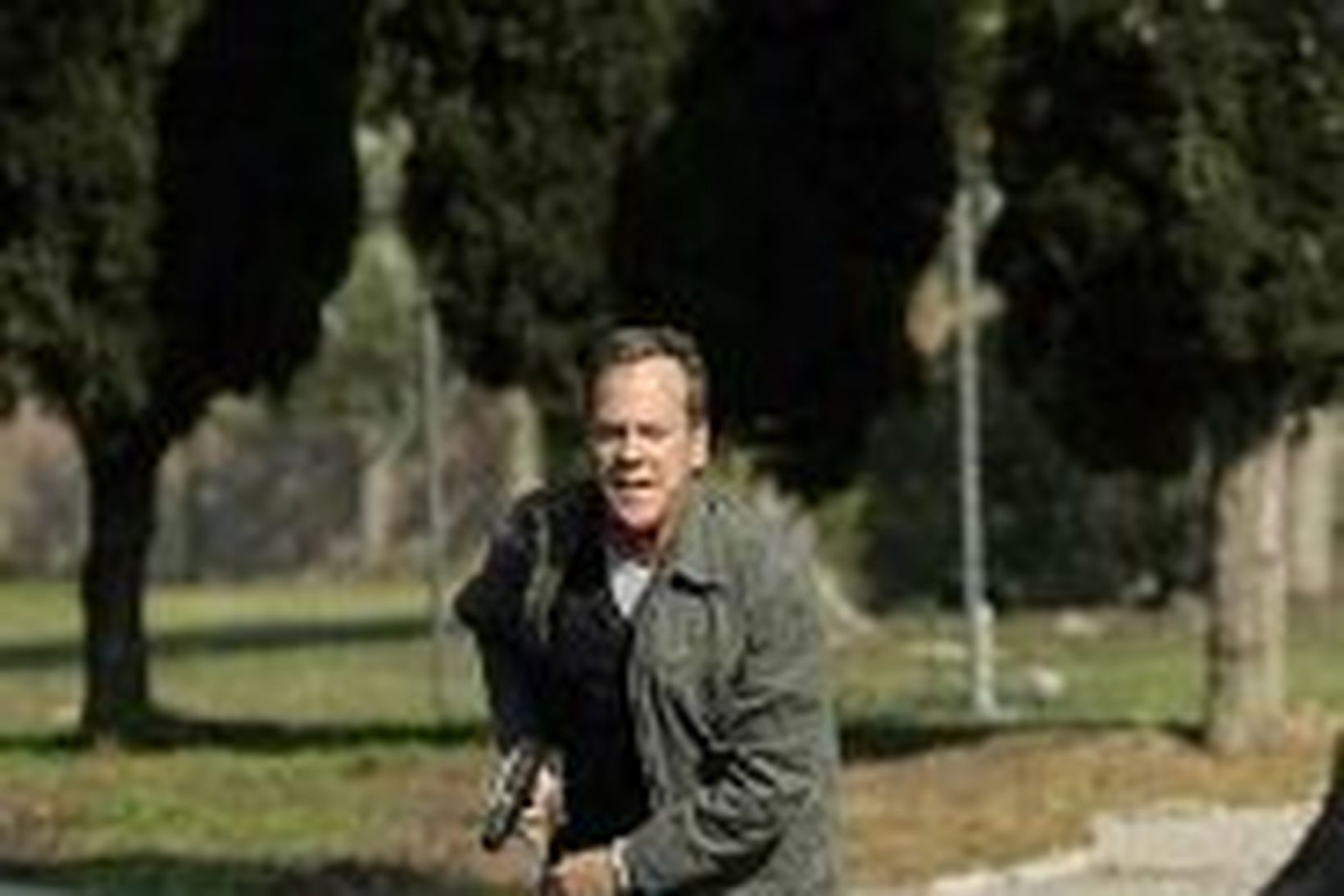 Kiefer Sutherland sést hér á hlaupum sem hryðjuverkamannaskelfirinn Jack Bauer.