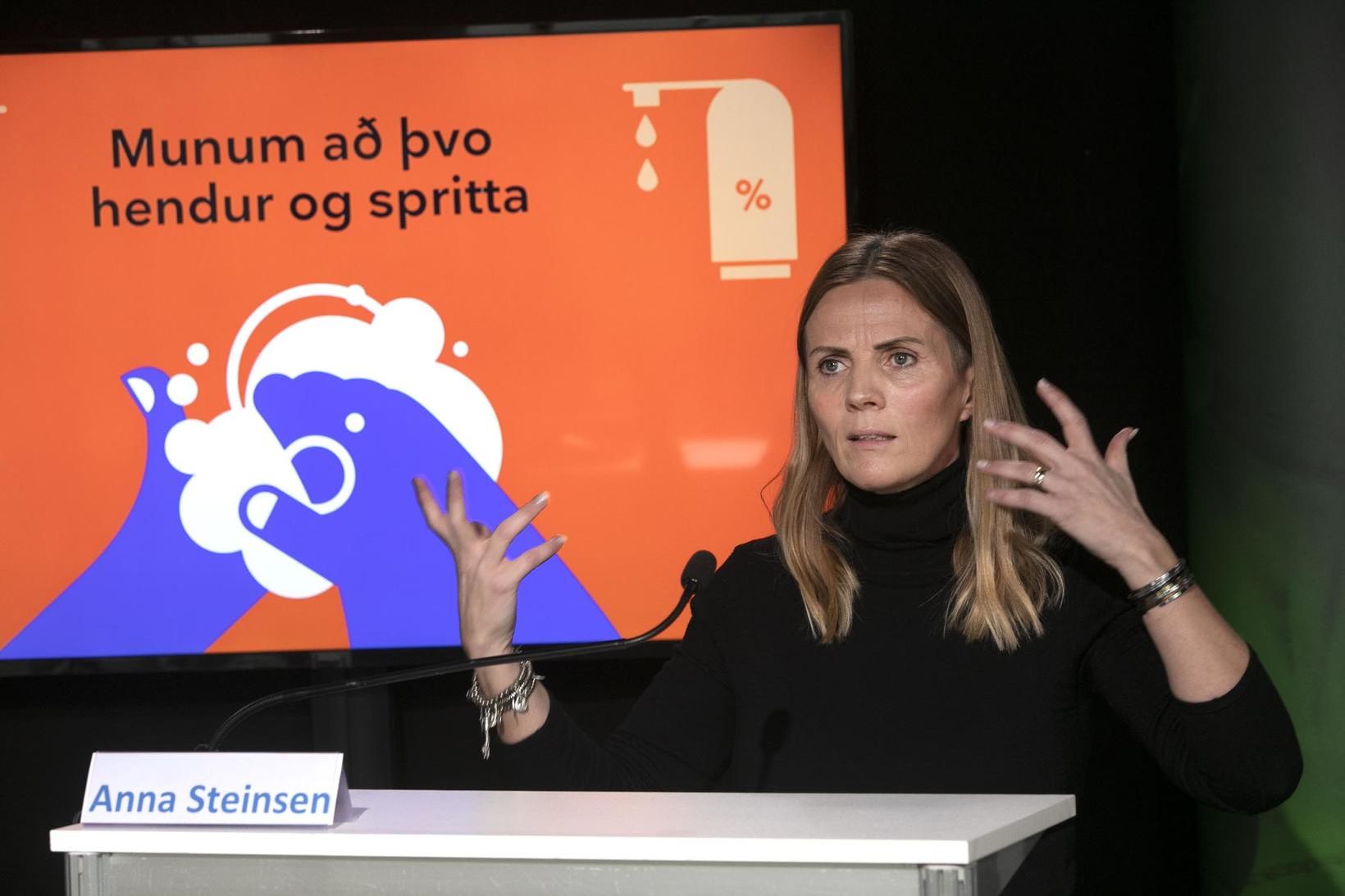 Anna Steinsen á upplýsingafundinum.