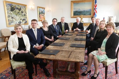 Iceland's government is now run by new PM Sigurður Ingi Jóhannsson (fifth from left).