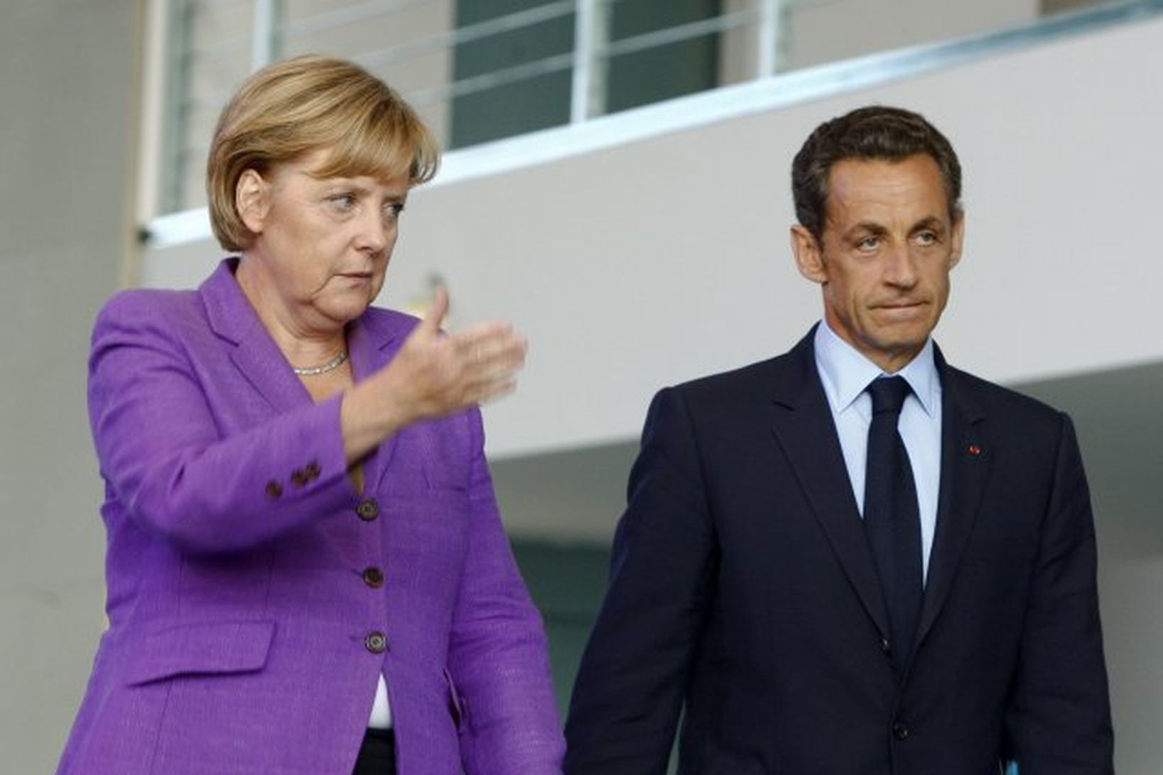 Nicolas Sarkozy með Angelu Merkel, kanslara Þýskalands.