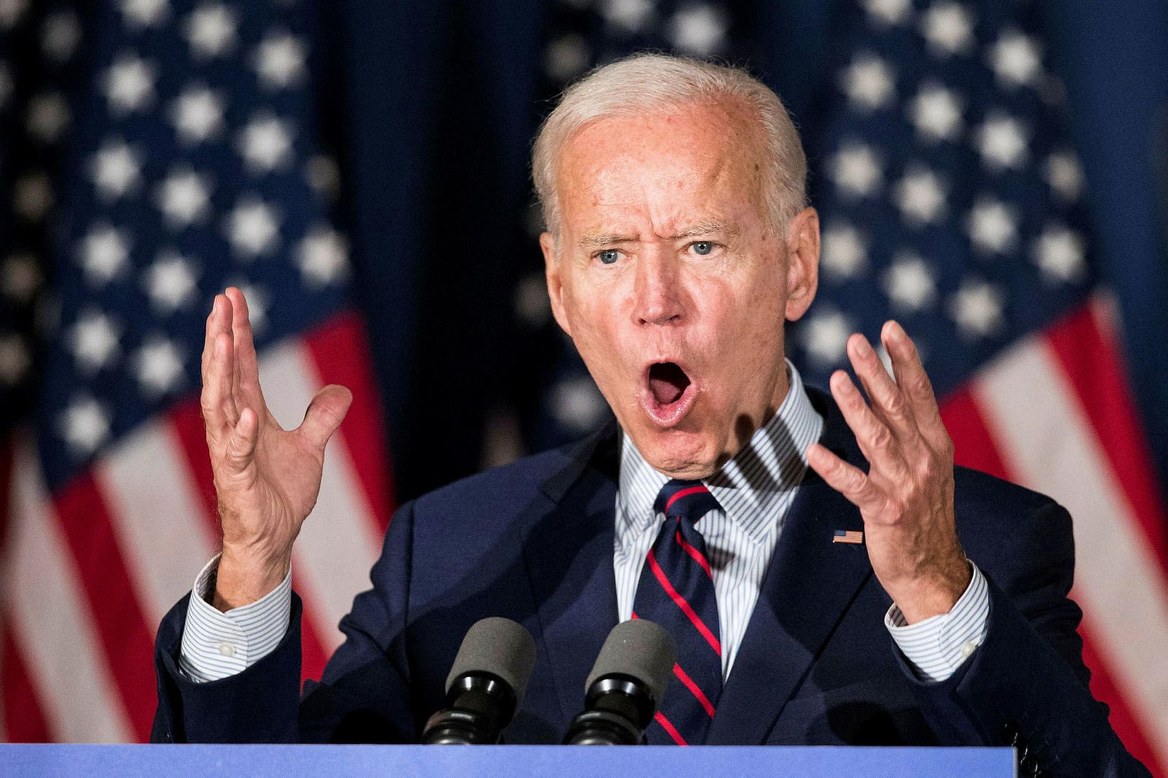 Joe Biden á kosningafundi í Rochester í New Hampshire í …