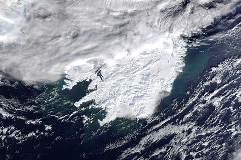 Snow-covered Iceland, March 1.