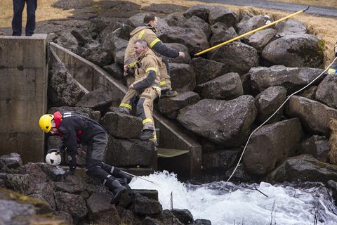 From the scene of the accident in Hafnarfjörður yesterday.