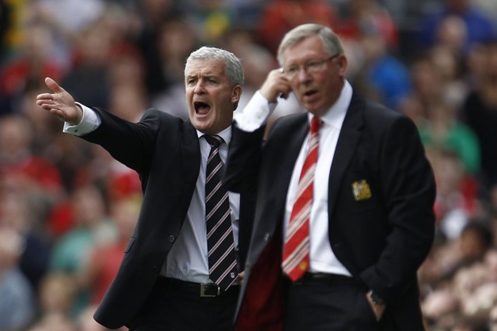 Mark Hughes og Alex Ferguson knattspyrnustjórar Fulham og Man. Utd …