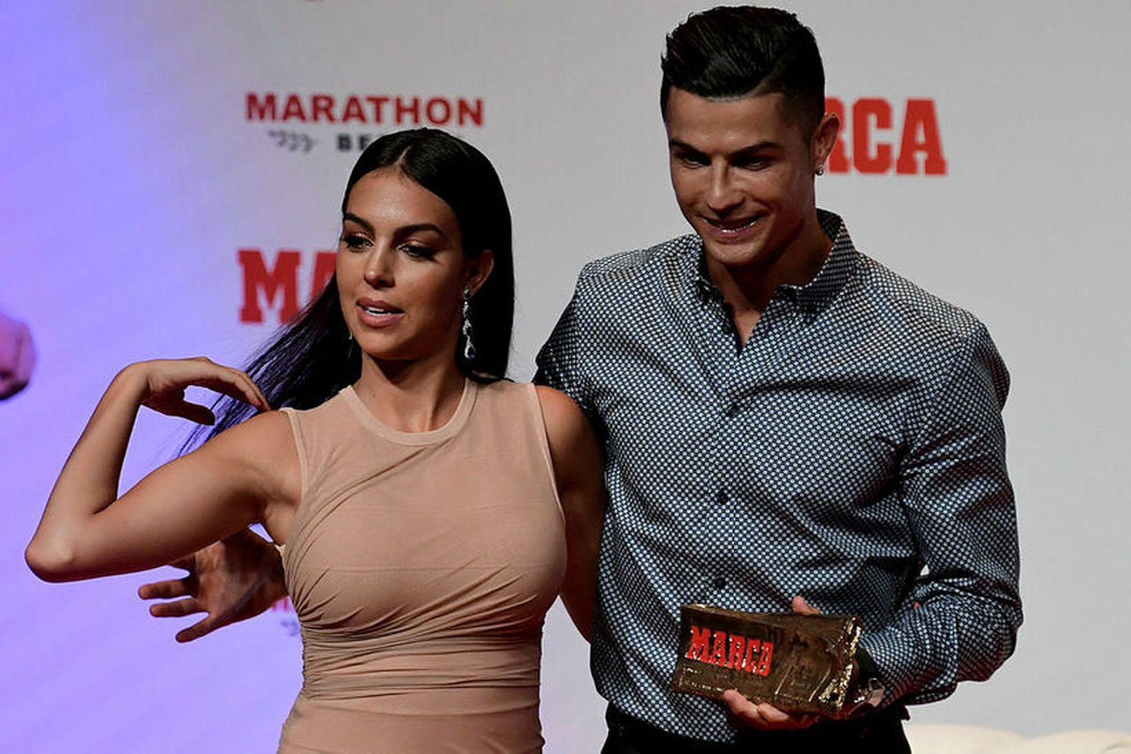 Georgina Rodriguez og Cristiano Ronaldo í Madríd í sumar.