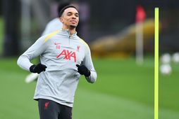 Trent Alexander-Arnold á æfingu með Liverpool í dag.