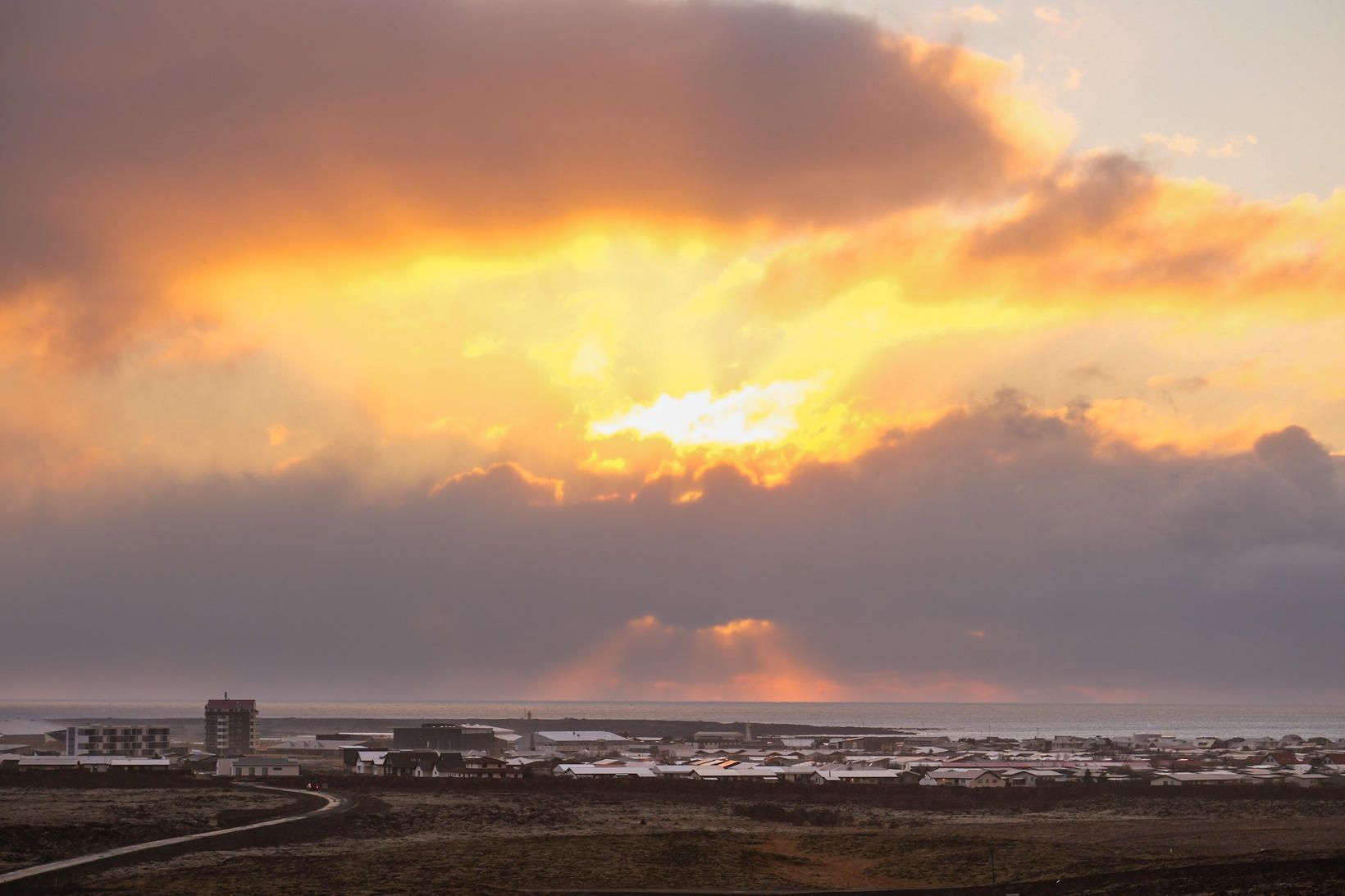 Frá Grindavík í dag.