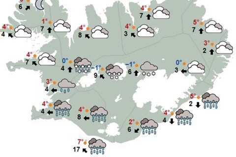 The weather forecast on Tuesday morning.