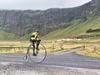 The Czech Ivan Burkert on his unusual mount, cycling across countries to support children with cancer.