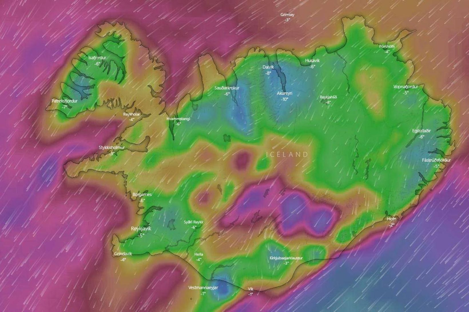 Óveður er víða um land sem hefur meðal annars valdið …