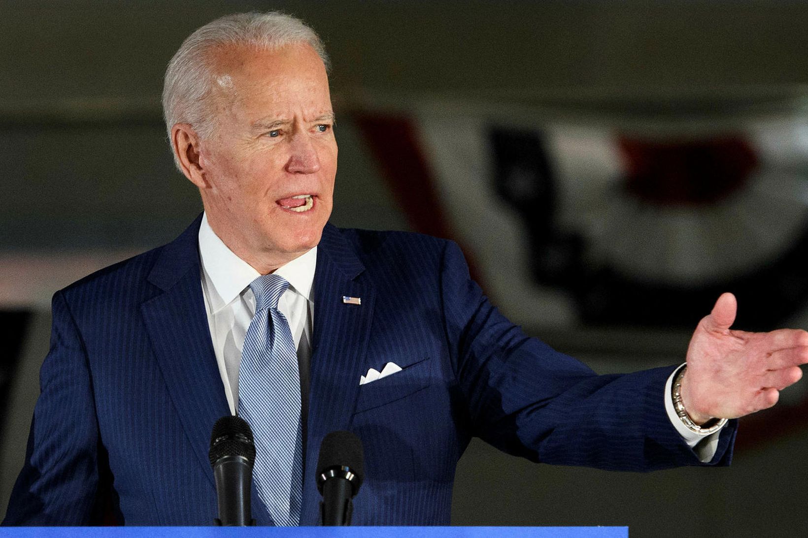 Sigurganga Joe Biden, fyrrverandi varaforseti Bandaríkjanna, í forkosningum Demókrataflokksins heldur …