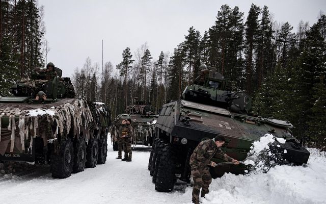 Frá heræfingu í Eistlandi í febrúar 2022. Nokkrum dögum síðar réðust Rússar til atlögu gegn …