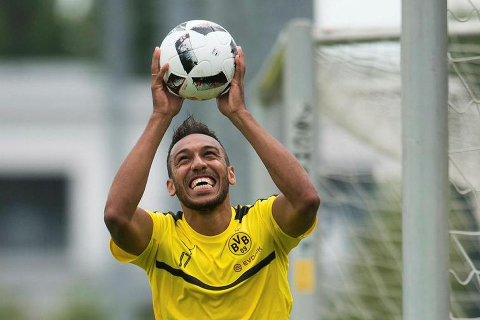 Pierre-Emerick Aubameyang á æfingu með Dortmund.