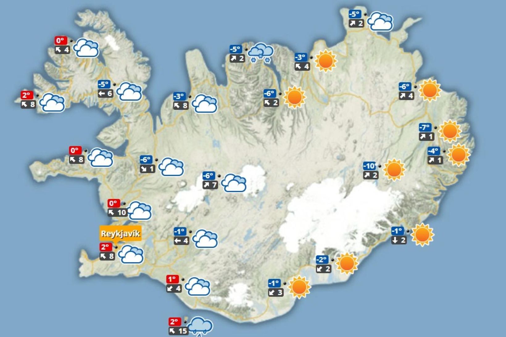 Spákortið í hádeginu í dag.