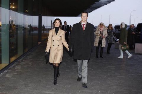 The royal couple entering Harpa concert hall today, designed by Henning Larsen architects and artist Ólafur Elíasson.
