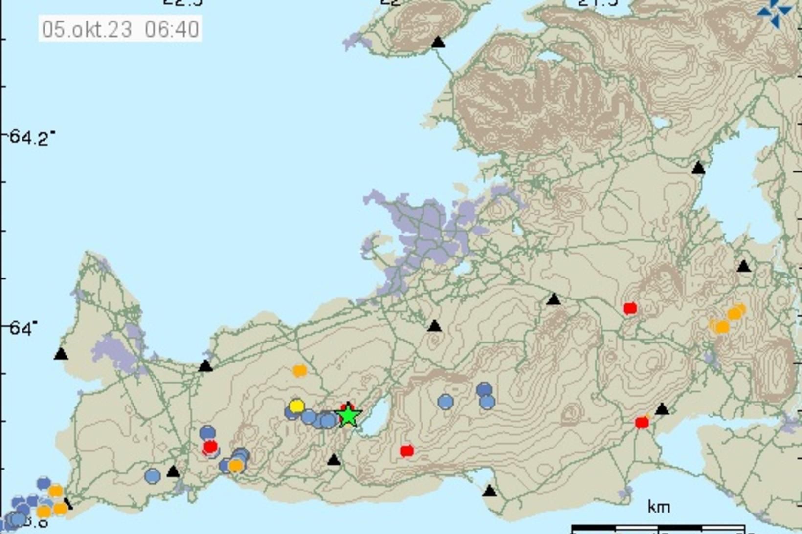 Skjálftinn varð norðnorðaustur af Krýsuvík.