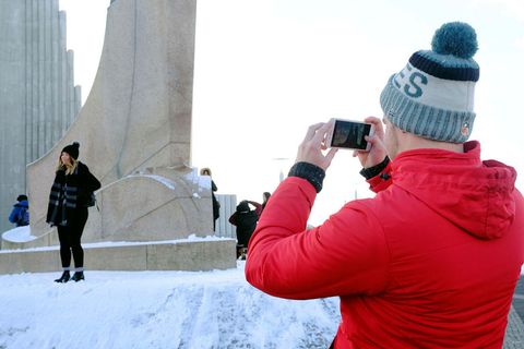 There are plenty of tourists in Iceland in February despite the cold and snow.